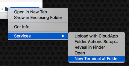 New terminal window at folder in finder