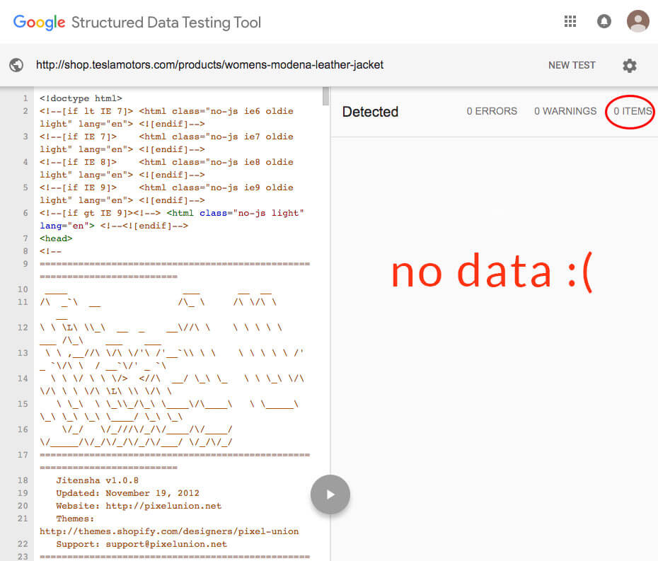 no shopify structured data example