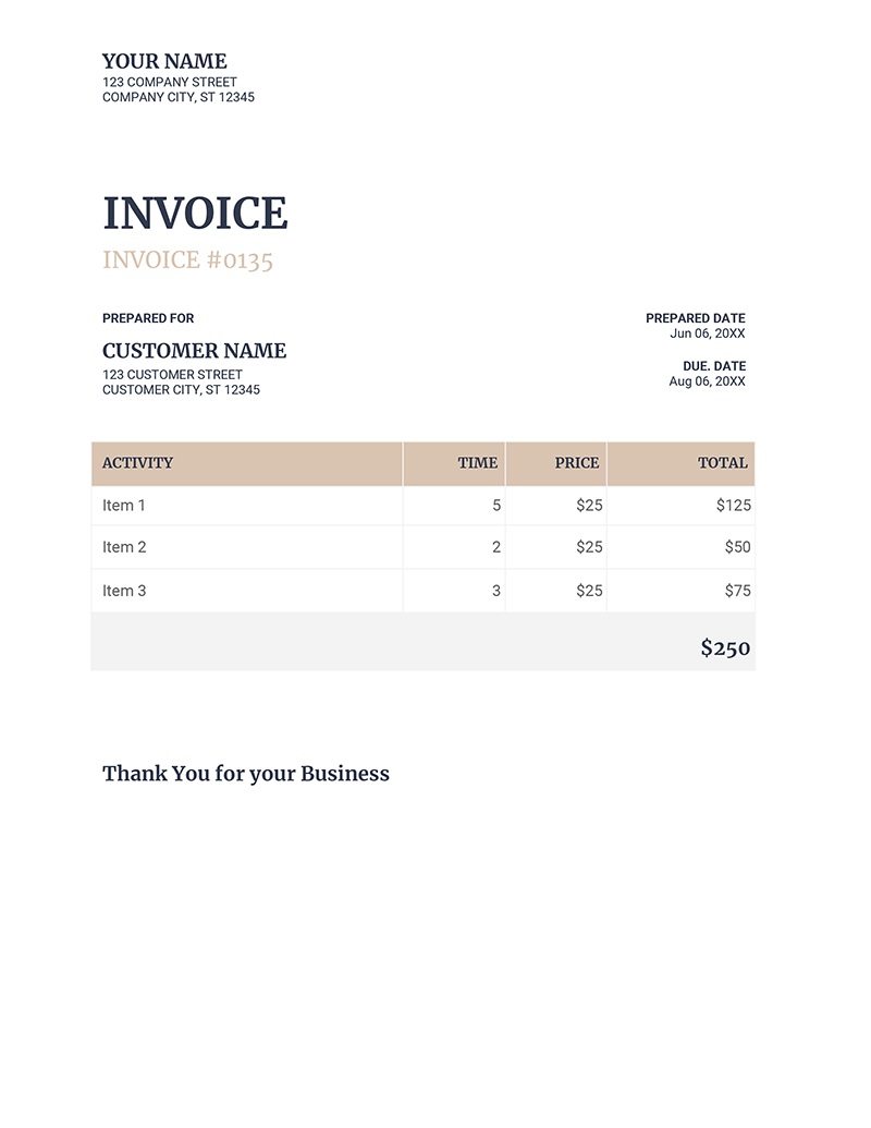 Google Doc Invoice Template