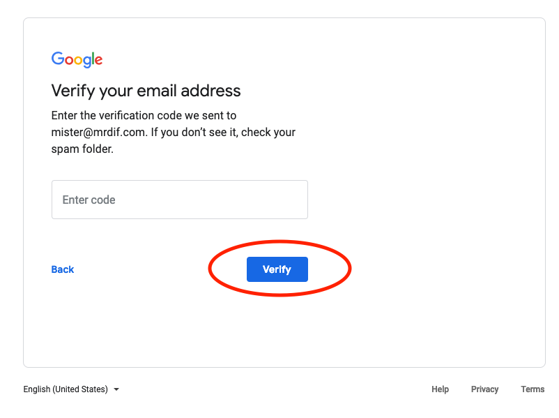 verify your email address with Google